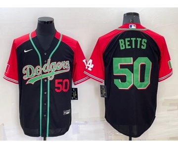 Men's Los Angeles Dodgers #50 Mookie Betts Number Black Mexican Heritage Culture Night Nike Jersey