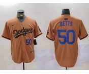 Men's Los Angeles Dodgers #50 Mookie Betts Number Olive Cool Base Limited Stitched Jerseys