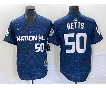 Men's Los Angeles Dodgers #50 Mookie Betts Number Royal 2023 All star Cool Base Stitched Jersey