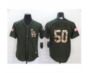 Men's Los Angeles Dodgers #50 Mookie Betts Olive Camo Salute To Service Cool Base Jersey