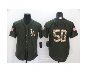 Men's Los Angeles Dodgers #50 Mookie Betts Olive Camo Salute To Service Cool Base Jersey