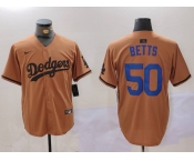 Men's Los Angeles Dodgers #50 Mookie Betts Olive Cool Base Limited Stitched Jersey