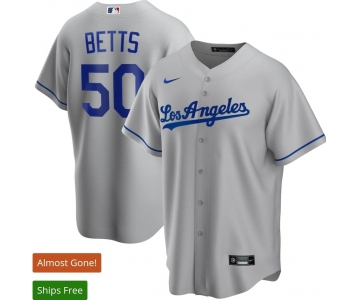 Men's Los Angeles Dodgers #50 Mookie Betts Royal Gray 2020 Cool Base Jersey1