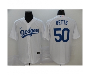 Men's Los Angeles Dodgers #50 Mookie Betts White 2020 Cool Base Jersey