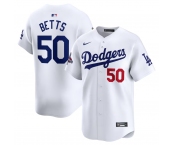 Men's Los Angeles Dodgers #50 Mookie Betts White 2024 World Series Champions Home Limited Stitched Baseball Jersey