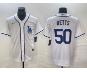 Men's Los Angeles Dodgers #50 Mookie Betts White Cool Base Stitched Baseball Jersey