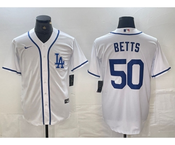 Men's Los Angeles Dodgers #50 Mookie Betts White Cool Base Stitched Baseball Jersey