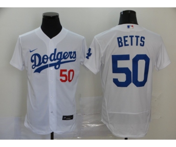 Men's Los Angeles Dodgers #50 Mookie Betts  White Flexbase Authentic Collection Baseball Jersey