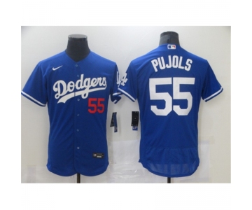 Men's Los Angeles Dodgers #55 Albert Pujols Blue Nike Road Flex Base Authentic Collection Baseball Jersey