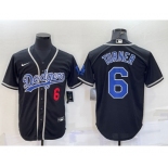 Men's Los Angeles Dodgers #6 Trea Turner Black Cool Base Stitched Baseball Jersey