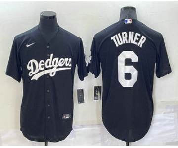 Men's Los Angeles Dodgers #6 Trea Turner Black Turn Back The Clock Stitched Cool Base Jersey