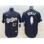 Men's Los Angeles Dodgers #67 Vin Scully Black Gold Big Logo With Vin Scully Patch Stitched Jersey