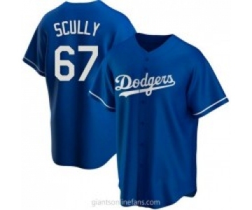 Men's Los Angeles Dodgers #67 Vin Scully Blue Stitched MLB Cool Base Nike Jersey