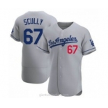 Men's Los Angeles Dodgers #67 Vin Scully Gray Stitched MLB Flex Base Nike Jersey