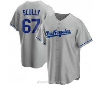 Men's Los Angeles Dodgers #67 Vin Scully Grey With Los Stitched MLB Cool Base Nike Jersey