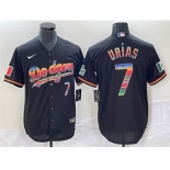 Mens Los Angeles Dodgers #7 Julio Urías Black Mexico Cool Base Stitched Jersey