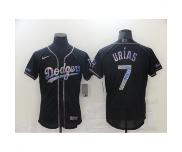 Men's Los Angeles Dodgers #7 Julio Urias Black 2021 Iridescent Logo Jersey Jersey