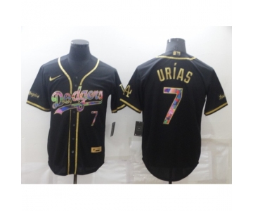 Men's Los Angeles Dodgers #7 Julio Urias Black Iridescent Logo Jersey