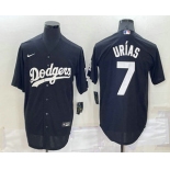 Men's Los Angeles Dodgers #7 Julio Urias Black Turn Back The Clock Stitched Cool Base Jersey