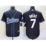 Men's Los Angeles Dodgers #7 Julio Urias Black With Patch Cool Base Stitched Baseball Jersey1