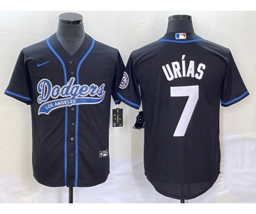 Men's Los Angeles Dodgers #7 Julio Urias Black With Patch Cool Base Stitched Baseball Jersey1