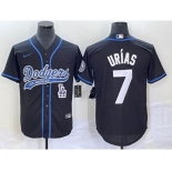 Men's Los Angeles Dodgers #7 Julio Urias Black With Patch Cool Base Stitched Baseball Jersey