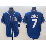 Men's Los Angeles Dodgers #7 Julio Urias Blue Cool Base Stitched Baseball Jersey