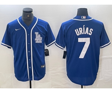 Men's Los Angeles Dodgers #7 Julio Urias Blue Cool Base Stitched Baseball Jersey