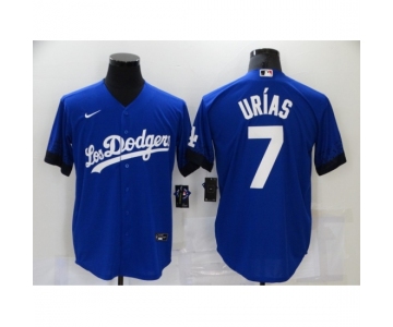 Men's Los Angeles Dodgers #7 Julio Urias Blue Game City Player Jersey