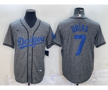 Men's Los Angeles Dodgers #7 Julio Urias Grey Gridiron Cool Base Stitched Baseball Jersey