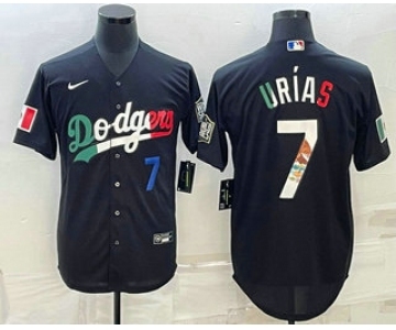 Men's Los Angeles Dodgers #7 Julio Urias Number Black Mexico 2020 World Series Cool Base Nike Jersey