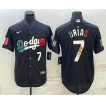 Men's Los Angeles Dodgers #7 Julio Urias Number Black Mexico 2020 World Series Cool Base Nike Jerseys