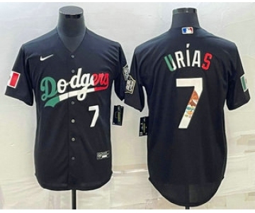 Men's Los Angeles Dodgers #7 Julio Urias Number Black Mexico 2020 World Series Cool Base Nike Jerseys