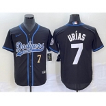 Men's Los Angeles Dodgers #7 Julio Urias Number Black With Patch Cool Base Stitched Baseball Jersey