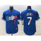 Men's Los Angeles Dodgers #7 Julio Urias Number Blue Cool Base Stitched Jersey3