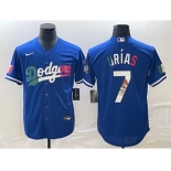 Men's Los Angeles Dodgers #7 Julio Urias Number Blue Cool Base Stitched Jersey