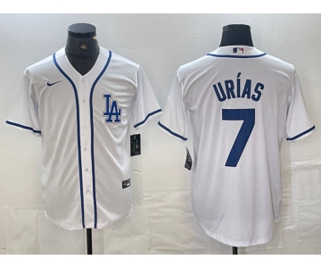 Men's Los Angeles Dodgers #7 Julio Urias White Cool Base Stitched Baseball Jersey