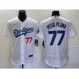 Men's Los Angeles Dodgers #77 Peso Pluma Number White Stitched Flex Base Nike Jersey