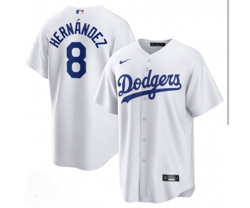 Men's Los Angeles Dodgers #8 Enrique Hernández White Cool Base Stitched Baseball Jersey