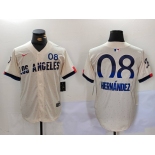 Men's Los Angeles Dodgers #8 Kiké Hernández Cream 2024 City Connect Limited Stitched Baseball Jersey