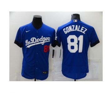 Men's Los Angeles Dodgers #81 Victor Gonzalez Blue Elite City Player Jersey