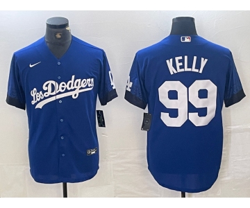 Men's Los Angeles Dodgers #99 Joe Kelly Blue 2021 City Connect Cool Base Stitched Jersey