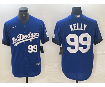 Men's Los Angeles Dodgers #99 Joe Kelly Number Blue 2021 City Connect Cool Base Stitched Jerseys