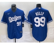 Men's Los Angeles Dodgers #99 Joe Kelly Number Blue Stitched Cool Base Nike Jersey