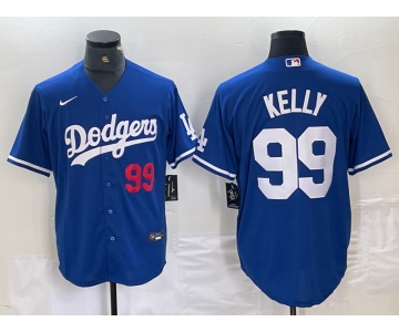 Men's Los Angeles Dodgers #99 Joe Kelly Number Blue Stitched Cool Base Nike Jerseys