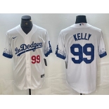 Men's Los Angeles Dodgers #99 Joe Kelly Number White 2021 City Connect Cool Base Stitched Jersey