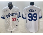 Men's Los Angeles Dodgers #99 Joe Kelly Number White 2021 City Connect Cool Base Stitched Jersey