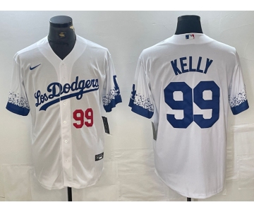 Men's Los Angeles Dodgers #99 Joe Kelly Number White 2021 City Connect Cool Base Stitched Jersey