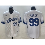 Men's Los Angeles Dodgers #99 Joe Kelly Number White 2021 City Connect Cool Base Stitched Jerseys