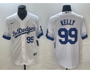 Men's Los Angeles Dodgers #99 Joe Kelly Number White 2021 City Connect Cool Base Stitched Jerseys